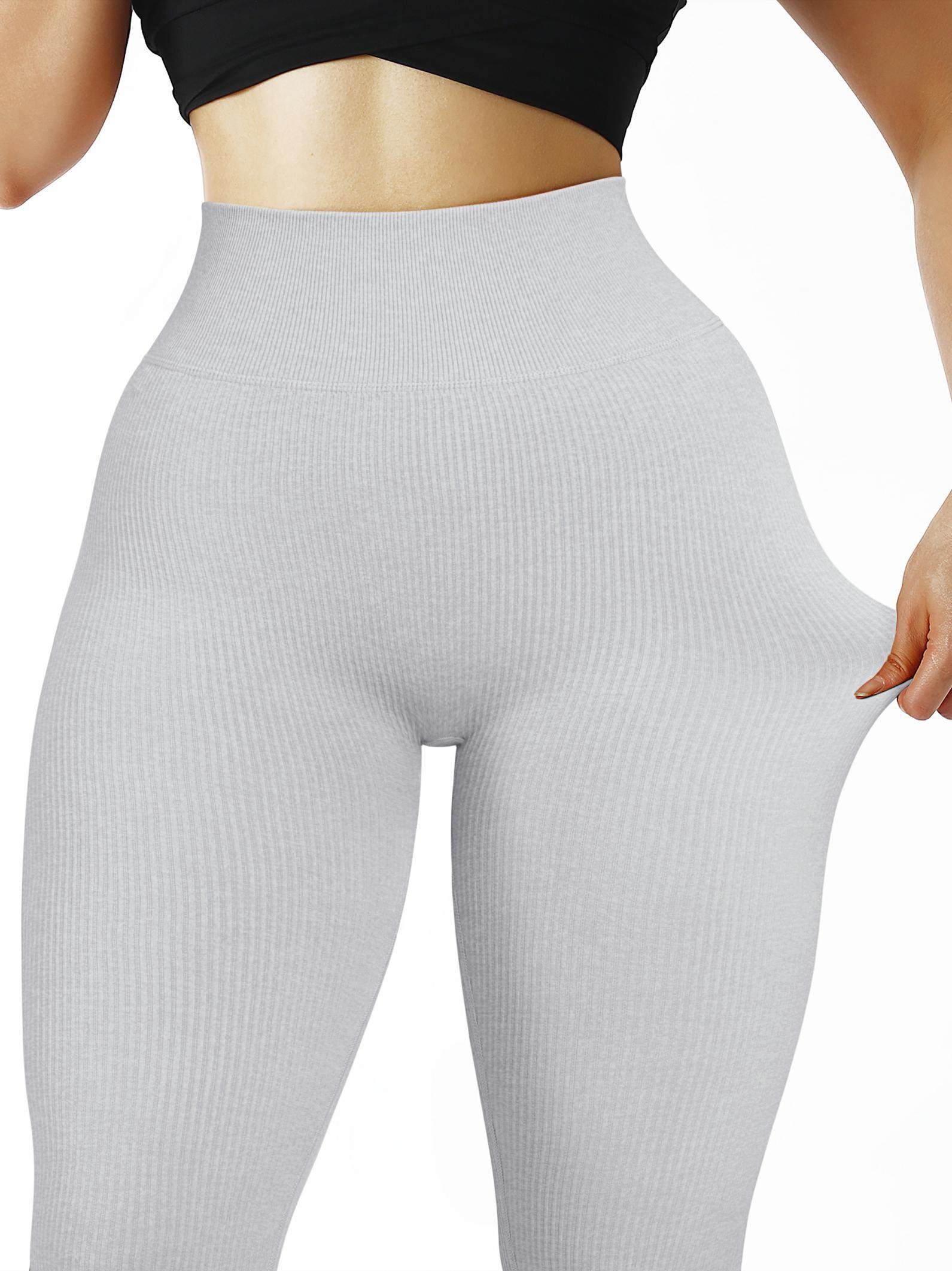 SUUKSESS Women Ribbed Seamless Leggings High Waisted Workout Gym Yoga  Pants, 18 Grey, Small : : Clothing, Shoes & Accessories
