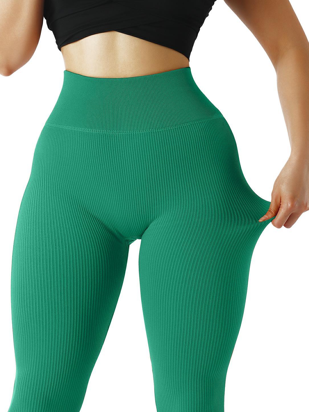Women's High Waist Thick Seamless Ribbed Stretchy Leggings Bottoms Size 8-14