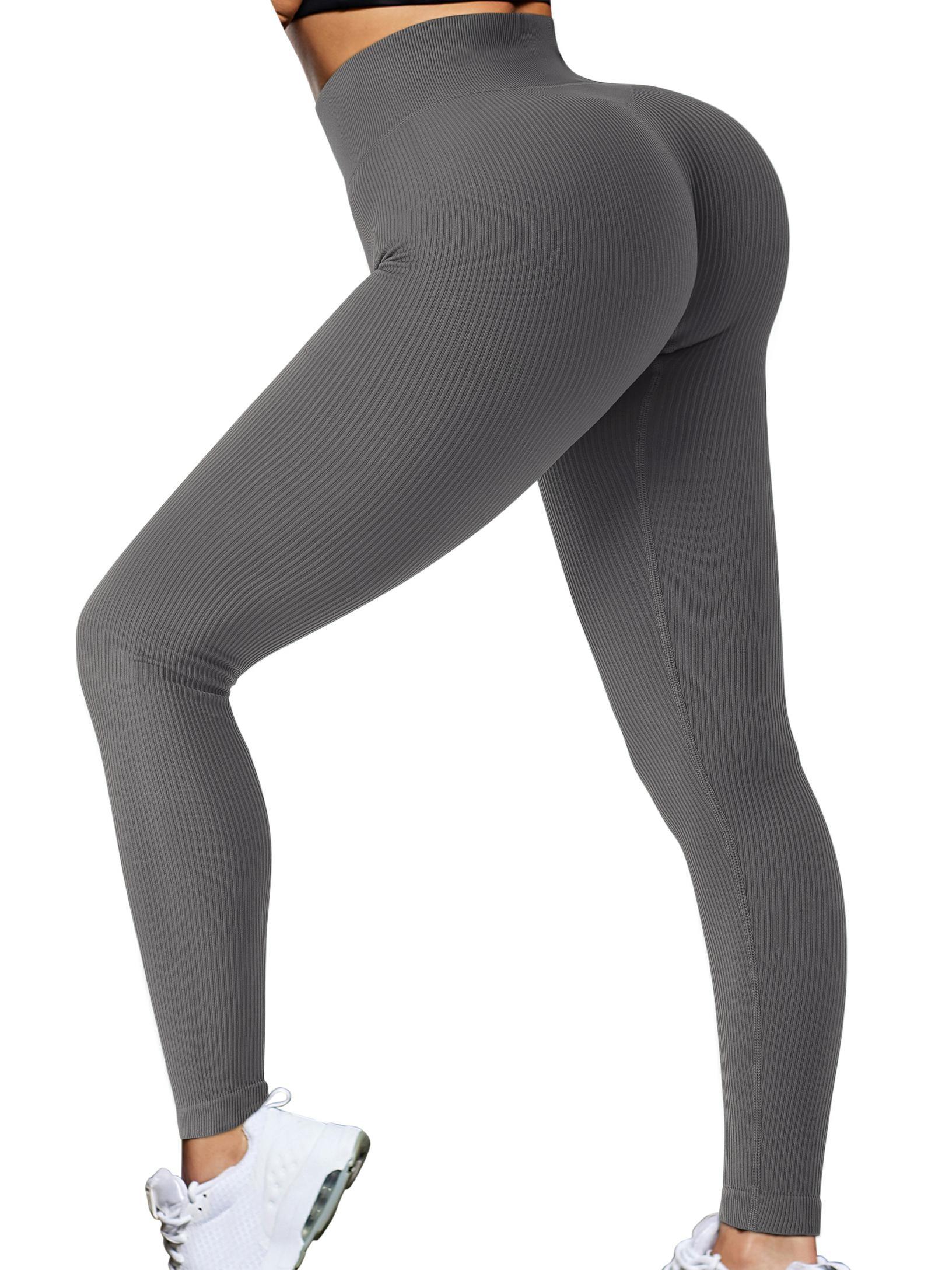 Ribbed Seamless Leggings-Grey-Suuksess Best Amazon Leggings for Women