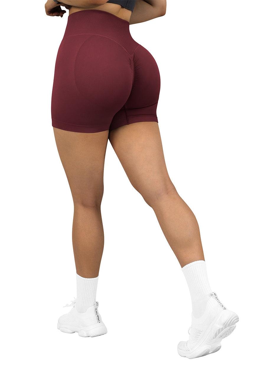 Seamless Scrunch 3&#39;&#39; Shorts-Wine Red-Suuksess Women&#39;s Shorts for Running, Sports, Hiking - Lululemon Dupe, Gymshark Dupe, Fabletics Dupe