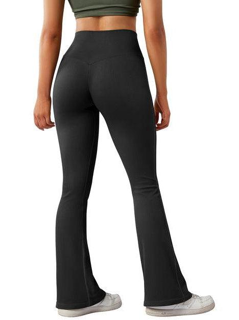 SUUKSESS Seamless Ribbed Flare Leggings Black L