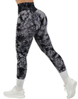 V Back Seamless Leggings-Black Tie Dye- Suuksess Amazon Leggings for Women - TikTok Leggings - XS, S, M, L, XL